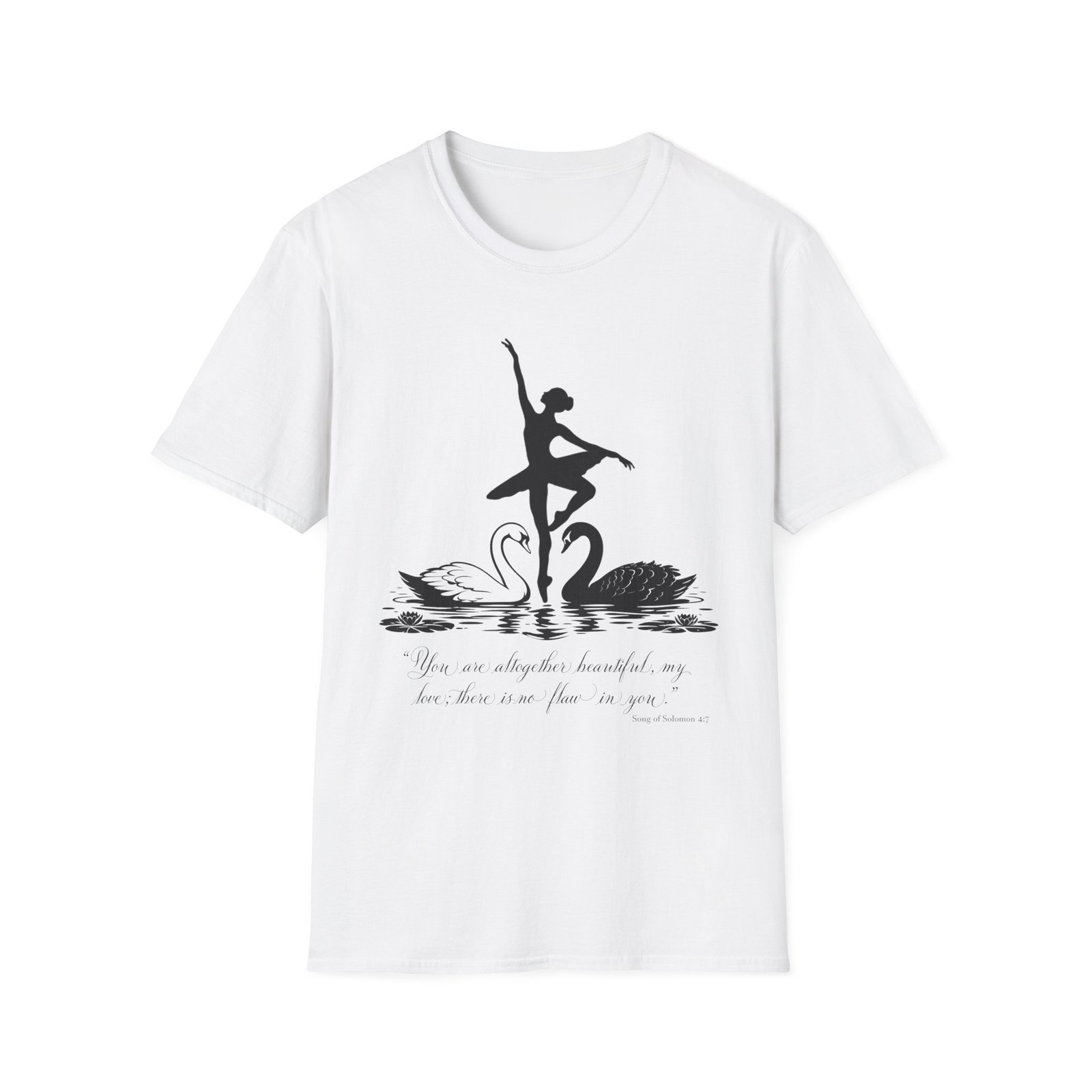 262141470582409258_2048.jpeg Unisex - Swan Lake Ballet Song of Solomon 4:7 "You Are Altogether Beautiful" Ballerina Shirt - Image 3